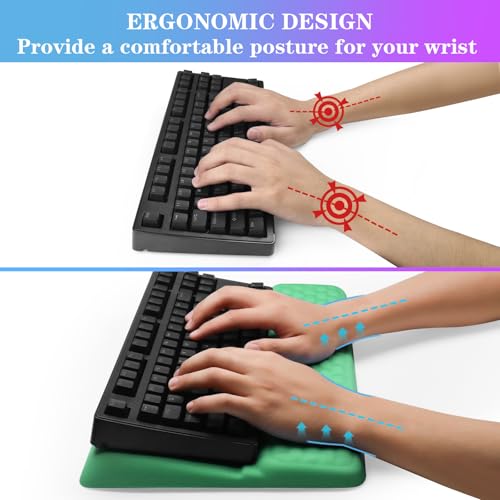Computer Keyboard Stand with Wrist Rest, Ergonomic Tilted Keyboard Holder - Keyboard Riser with Wrist Pad - Keyboard Tray Support for Office Home - Green - color: Keyboard Stand - Green