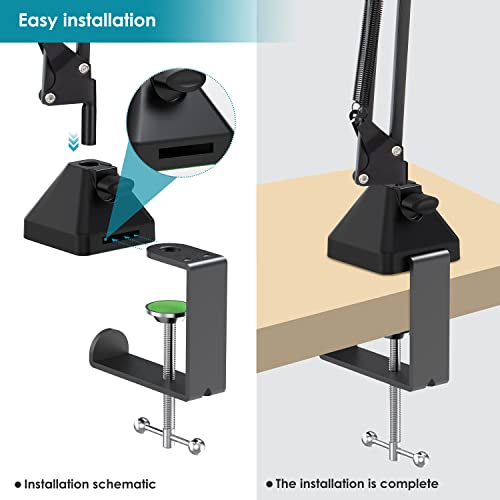 YOUSHAERS Table Mount Clamp, Heavy-Duty Metal Mic Clamp Holder for Mic Boom Arm Stand & Overhead Phone Mount Stand, Fits up to 2.48in/6cm Desktop - color: Table Clamp
