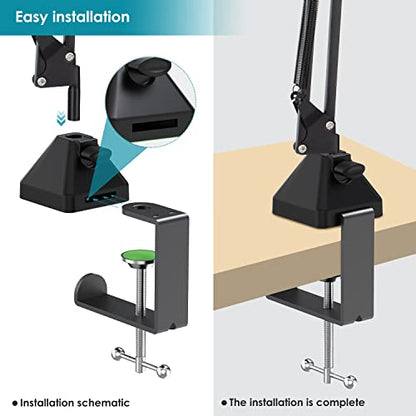 YOUSHAERS Table Mount Clamp, Heavy-Duty Metal Mic Clamp Holder for Mic Boom Arm Stand & Overhead Phone Mount Stand, Fits up to 2.48in/6cm Desktop - color: Table Clamp