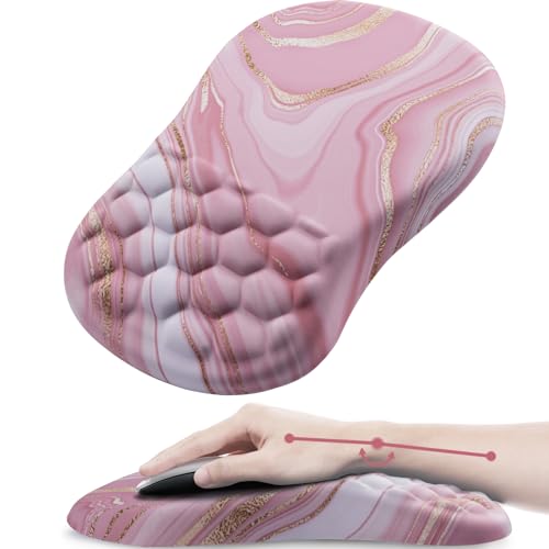 Ergonomic Mouse Pad Wrist Rest, 15° Memory Foam, Non-Slip PU Base | Mouse Pad15° Ergonomic Tilt, 100% Memory Foam, Smooth Lycra Surface, for Office & Gaming, Pain Relief Wrist Support,Pink - color: Pink