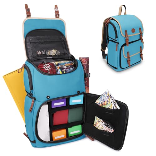 ENHANCE Designer Edition TCG Backpack - MTG Deck Bag Card Binder Space, TCG Deck Box Storage, MTG Playmat Holder - Card Storage Compatible with Magic the Gathering, Pokemon, Lorcana (Canvas Blue) - color: Canvas Blue