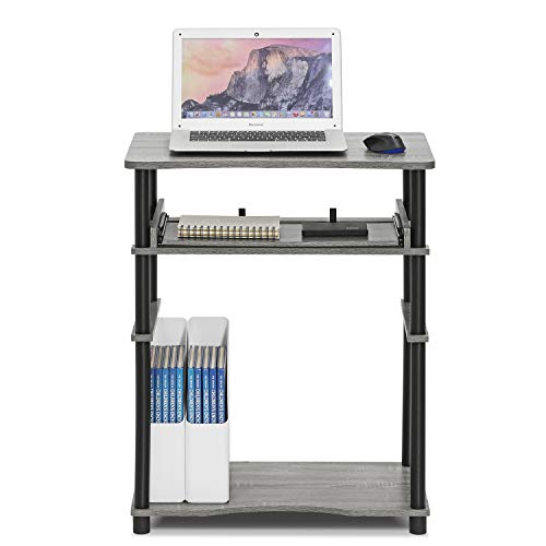 Furinno 10016GYW/BK Home Laptop Notebook Computer Desk, French Oak Grey/Black - color: French Oak Grey/Black, size: 16 Inch