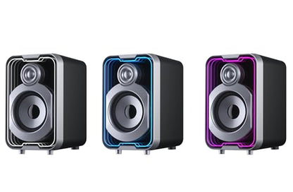 SOULION 10W USB Powered Wired Bluetooth 2.0 Computer Speakers | 2.0 PC Speakers, Easy-Control Pod, 5 Mirror-Like LED Light Modes, for Monitor Laptop Desktop Gaming Music