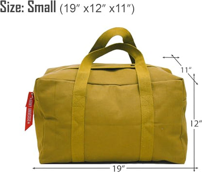 Tactical Parachute Cargo Bag SMALL Cotton Canvas Carry Bag, 19" x 12" x 11" - Coyote Brown - color: Coyote Brown, size: Small (19" x 12" x 11")