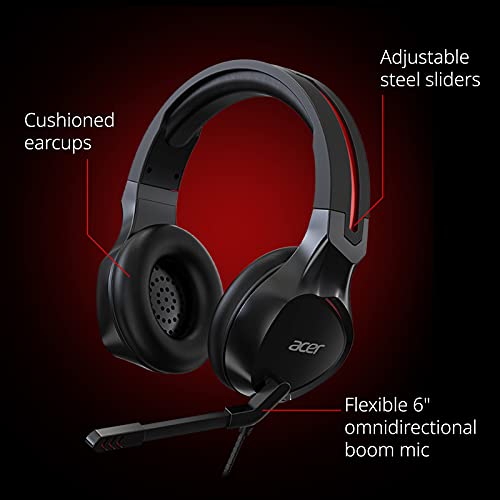 Acer Nitro Gaming Headset with Flexible Omnidirectional Mic, Adjustable Headband, (Pack of 1) - style: Nitro Headset