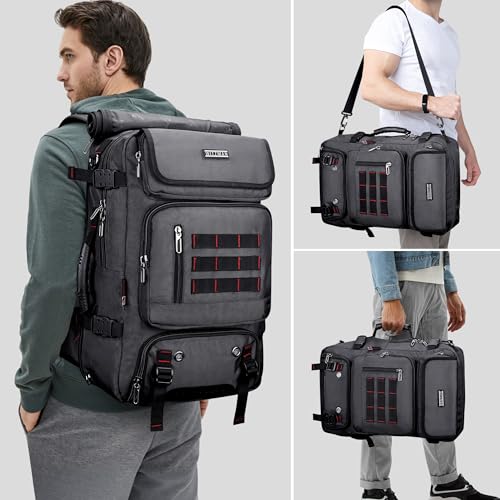 WITZMAN Carry on Travel Backpack for Men Airline Approved Fits 16" Laptop | Nylon 3 in 1 Luggage Duffle Bag with USB Charging Port, Shoe Compartment, For Weekend Getaway, Overnight Trip, B682 Grey - color: 03.silvery Grey