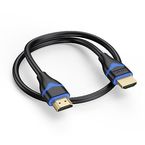 4K Short HDMI Cable 1.5FT, High Speed HDMI to HDMI Cable 18 inch HDMI Cord (4K@60Hz, 2K@144Hz, 1080P, 18Gbps, HDR, 3D, HDCP 2.2, ARC) for HDTV, Switch, PS4/PS5, Xbox, Blu-ray, Monitor - size: 1.5FT