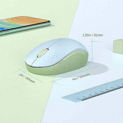 seenda Wireless Mouse for Laptop, 2.4G Noiseless Mouse with USB Receiver - Optical Tracking Portable Computer Mice for Chromebook, PC, Tablet, Windows, 24 Months Battery Life - Light Blue&Olive Green - color: Light Blue and Green