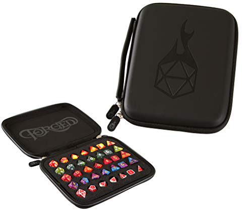 Forged Dice Co. Dicemaster's Display & Storage Box - Holds 35 Metal or Plastic Polyhedral Dice / 5 Sets - color: Gray Zipper