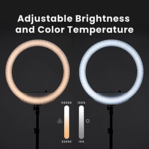 Lume Cube Cordless LED Ring Light for Smartphones and Cameras |18” Circle Light with Stand and Phone Holder | Portable Ring Light + 6.5 ft Tripod Stand w/Mount | Also Includes Batteries & Carry Case