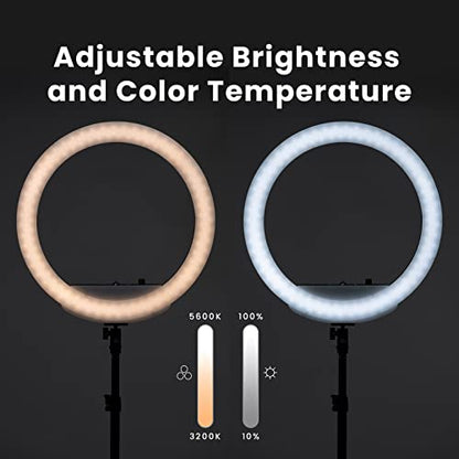 Lume Cube Cordless LED Ring Light for Smartphones and Cameras |18” Circle Light with Stand and Phone Holder | Portable Ring Light + 6.5 ft Tripod Stand w/Mount | Also Includes Batteries & Carry Case