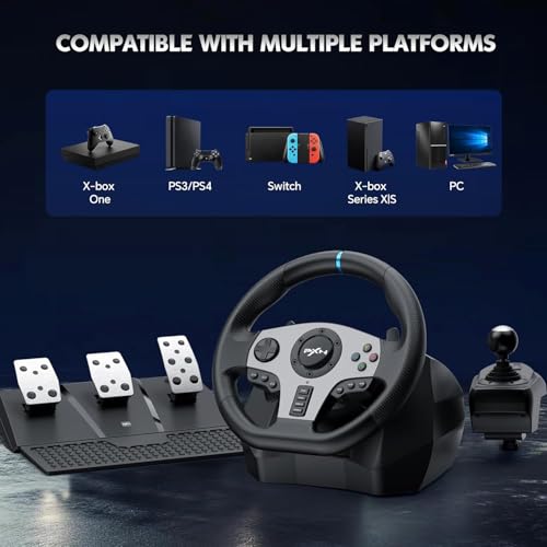 PXN Racing Wheel - Steering Wheel V9 Driving Wheel 270°/ 900° Degree Vibration Gaming Steering Wheel with Shifter and Pedal for PS4, PC, PS3, Xbox Series X|S, Xbox One(V9)