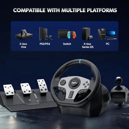 PXN Racing Wheel - Steering Wheel V9 Driving Wheel 270°/ 900° Degree Vibration Gaming Steering Wheel with Shifter and Pedal for PS4, PC, PS3, Xbox Series X|S, Xbox One(V9)