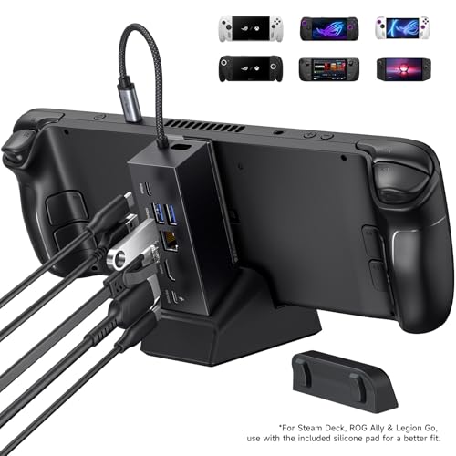 JSAUX Docking Station for ROG Xbox Ally X (2025)/ROG Ally X/ROG Ally/Steam Deck/Legion Go/Legion Go S, 6-in-1 Dock with HDMI 4K@120Hz, Gigabit Ethernet, USB A & USB C 3.2 Gen 1, 100W Charging - HB0609 - color: Black