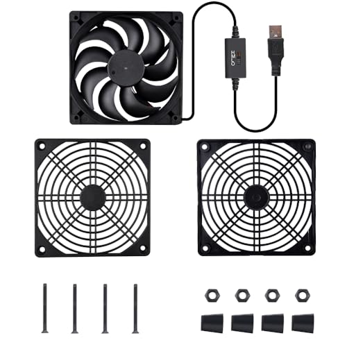 Quiet 120mm Router Fan Cooler with L/M/H 3-Degree Speed Controller, DC 5V USB Powered Cooling Case Fan for Router Modem Receiver DVR PlayStation TV Box - size: 1Pcs 120mm