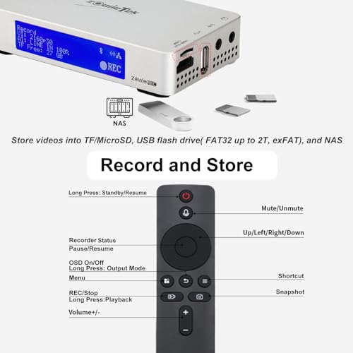 Zowietek 4K HDMI Video Recorder with Analog to Digital Converter, ZowieREC | RCA/CVBS for VHS, VCR, DVR, DVD, Hi8, Mini DV, Camcorder, Cassette, Gaming Consoles, Easy to use, No PC Needed
