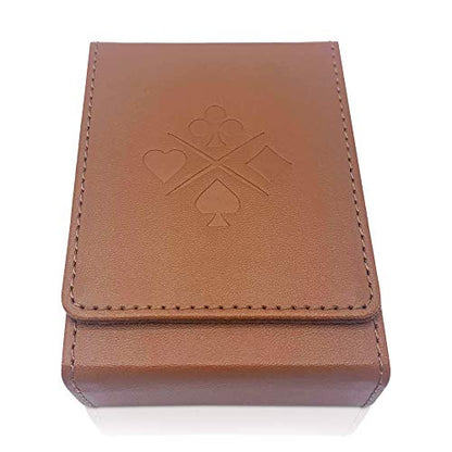 Single Deck Leather Playing Card Case/Holder - Fits Poker and Bridge size cards (Brown) - color: Brown