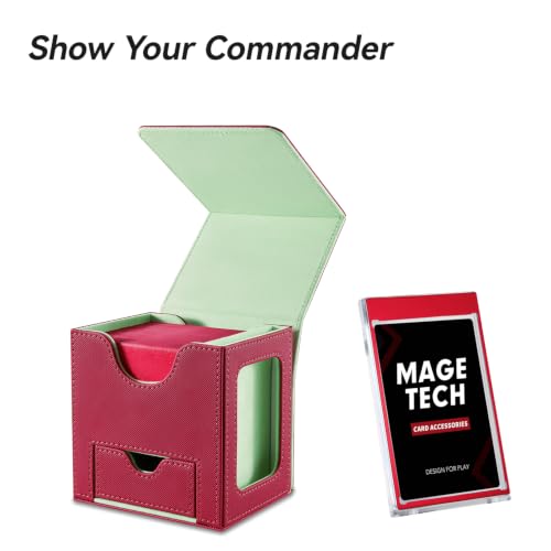 Mage Tech Card Deck Box for MTG Commander - Patented Design, Commander Display, Fits 100 Double-Sleeved Cards, 35pt Card Brick & Dice Tray - Red/Green - color: 3. Riot (Red/Green)