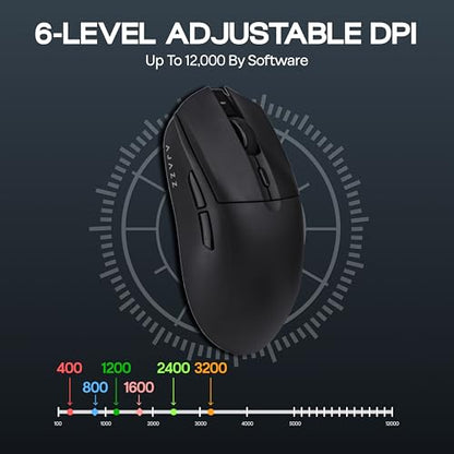 MechLands AJAZZ AJ139 V2 MC Gaming Mouse with Charging Base, Adjustable 12,000 DPI, PAW3311 Sensor, 3 Modes Wireless Mouse, 500mAh Battery, 1000 Polling Rate, 66g Lightweight, Win/Mac (Black) - color: Black