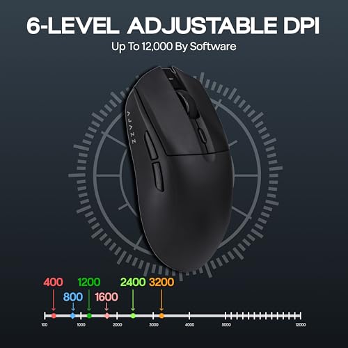 MechLands AJAZZ AJ139 V2 MC Gaming Mouse with Charging Base, Adjustable 12,000 DPI, PAW3311 Sensor, 3 Modes Wireless Mouse, 500mAh Battery, 1000 Polling Rate, 66g Lightweight, Win/Mac (Black) - color: Black