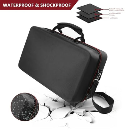 Carrying Case Compatible with PS5 SLIM 2023, Hard Shell Travel Case Protective Bag for Play Station 5 Slim Disc and Digital Edition Console, Controllers, Vertical Base, Disc and Cable Accessories