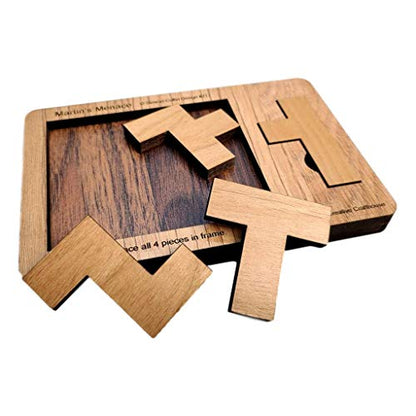 Creative Crafthouse Martin's Menace Small Brain Teaser Puzzle for Adults | Handmade wood packing puzzle, Stewart Coffin design #217, expert-level 4-piece challenge, a memorable gift for solvers. - style: Martin’s Menace - S
