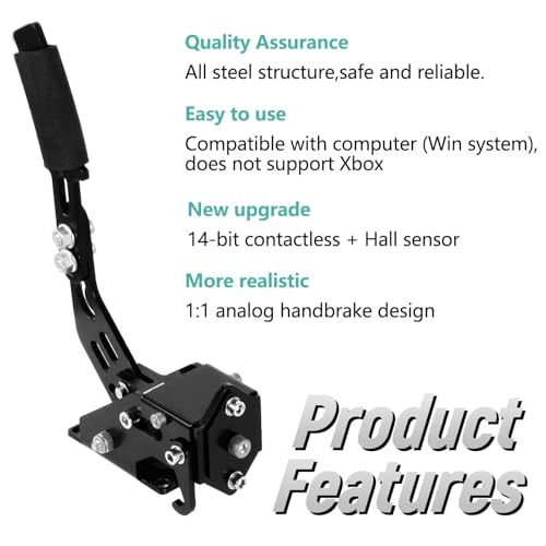 Dardoo 16 Bit USB Handbrake Suitable for Racing Games and Logitech G920 G29 Simulation Performance Handbrake,Professional Gaming Peripherals PC Windows Systems,PC System only