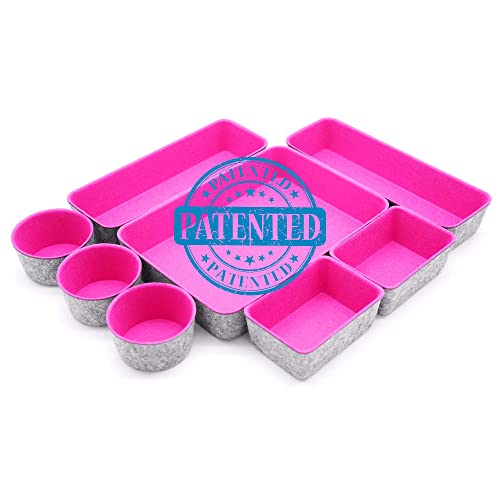 Welaxy Felt Desk Drawer Organizer Trays, 8-Piece Storage Bins for Jewelry, Office Supplies & Entryway Catchall (Hot pink) - color: Hot pink