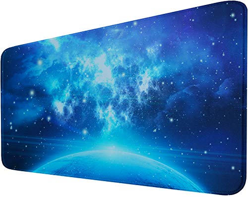 Extended Large Mouse Pad, Gaming Mouse Pad with Nonslip Base (31.5X15.7In) Heavy/Thick, Comfy, Waterproof Computer Keyboard Pad Mat for Esports Pros/Gamer/Desktop/Office/Home-Blue - color: Blue, size: 31.5L x 15.6W inches
