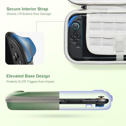 UYIYE Protective Carrying Case Compatible with Nintendo Switch 2 2025, Hard EVA Travel Case with Soft Lining, Anti-Shake Strap, Joystick Protection & 9 Game Card Slots for Switch 2 Console 7.9''-Sage - color: Sage gradient