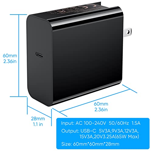 65W Fast Charger for Steam Deck & Nintendo Switch 2 with 6.6FT(2M) Cable - PD3.0 Foldable AC Adapter for ROG Ally, Switch 2 Charger Support TV Dock PS Console[Original Steam Deck Charger Replacement] - size: 6.6FT