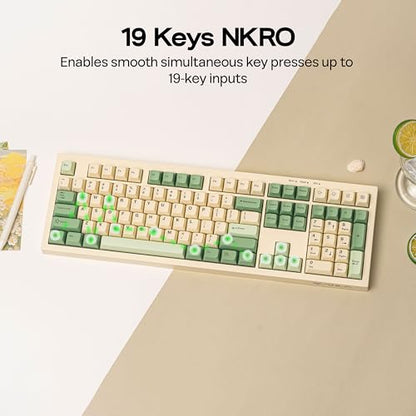MechLands Aula S102 Membrane Gaming Keyboard with Number Pad, 100% Full Size Layout, USB-C Wired, RGB Backlit, Creamy Silicone Structure, Silent Keyboard for PC Game/Office (Yellow) - color: Yellow