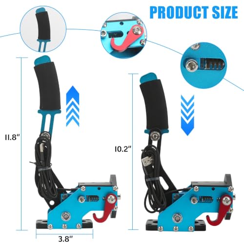RYLNOK 64bit PC USB Handbrake Upgrade Sim Racing Gamges Handbrake For Logitech G25 G27 G29 G920 T500 T300 2m Nylon Wire Reinforced Spring Blue And Clamp Simulate [windows] - color: Blue