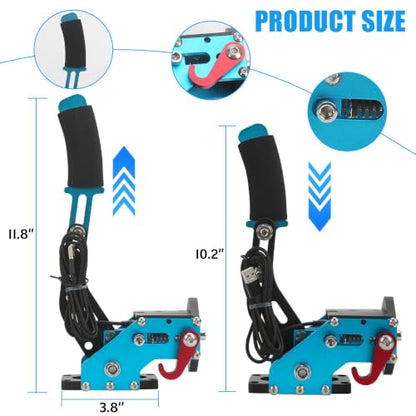 RYLNOK 64bit PC USB Handbrake Upgrade Sim Racing Gamges Handbrake For Logitech G25 G27 G29 G920 T500 T300 2m Nylon Wire Reinforced Spring Blue And Clamp Simulate [windows] - color: Blue