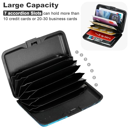RFID Blocking Credit Card Protector Aluminum ID Case Hard Shell Business Card Holders Metal Wallet for Men or Women (Graygreen Marble) - color: Graygreen Marble