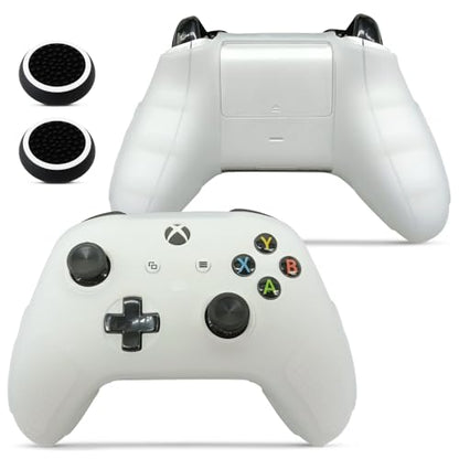for Xbox Controller Series X/S (2024/2023) Silicone Protective Cover, Soft Skin Xbox Controller Accessories, Anti-Slip Cover with 2 Joystick Caps (White) - color: White