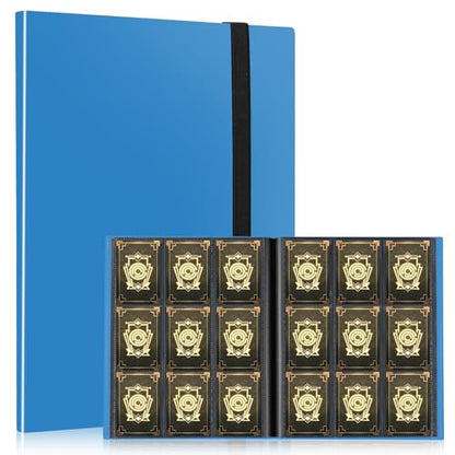 Card Binder, EDUDIIU 9 Pockets Premium Trading Card Binders, Cards Collection Binder Album, Side Loading Yugioh Holder Book for Sport, Football, Baseball Collector - Blue - color: Blue
