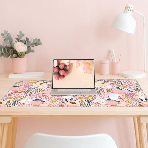 Baziabbo Pink Desk Mat,XXL Extended Large Mouse Pad,Cute Gaming Mousepad with Stitched Edge,Non-Slip Rubber Base Keyboard Desk Pad for Home Office Study Game - color: Peach