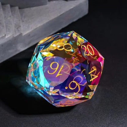 UDIXI 30mm D20 Prism Glass Dice Large Glass D20 Dice for RPG Tabletop Games | Multifaceted-Cut, Premium Gift Box, DM Gift, for Dungeons and Dragons Role Playing Games - color: D20 Glass Multifaceted
