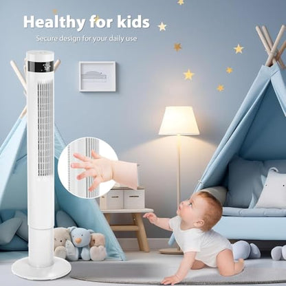 Antarctic Star 41inch Portable Tower Fan Electric Oscillating Fan Quiet Remote Control Bladeless Floor Fan 3 Wind Mode 12H Timer Bedroom Office White | Electric Oscillating, Quiet Remote Control Bladeless 3 Wind Mode 12H Timer for Bedroom Office - color: