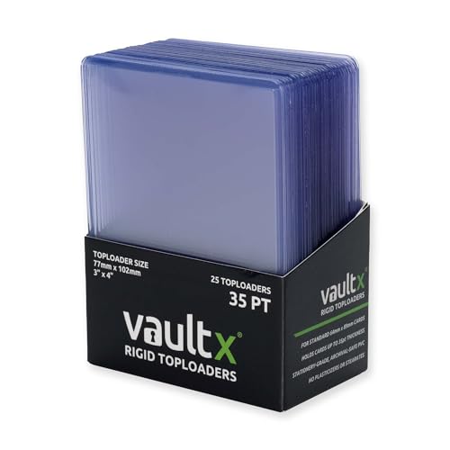 Vault X 35pt Toploaders (25 Pack) 3" x 4" Rigid Card Holders for TCG | Protects & displays cards, 35pt rigid. Seamless, crystal-clear 3" x 4" toploaders. 25-pack for sports cards & collectors. - size: 25 Pack, style: 35pt