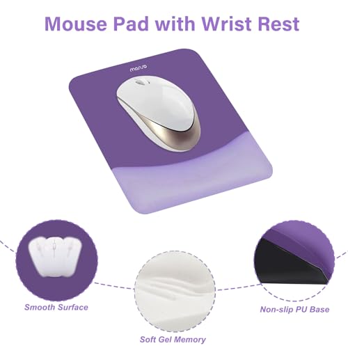 MOSISO Wrist Rest Support Mouse Pad & Keyboard Set, Imperial Purple | Rectangular Ergonomic Mousepad, Non-Slip Base, Home/Office Pain Relief & Easy Typing, Neoprene Cloth & Raised Silicone Lining - color: Imperial Purple