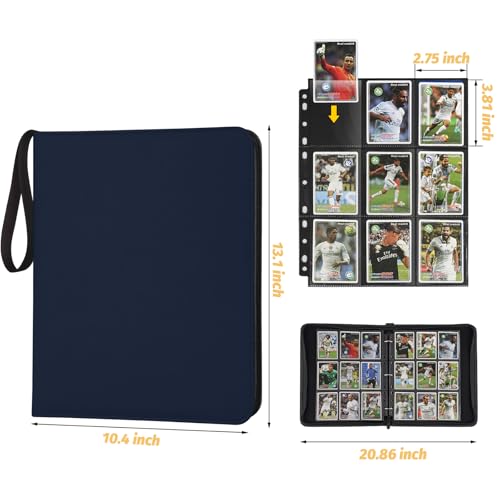 Trading Card Binder, Card Collection Binder Album Folder with 720 Side Loading Pockets, 9 Pocket Trading Card Album Folder for TGC,MTG, Baseball Cards, Yugioh - color: A-blue