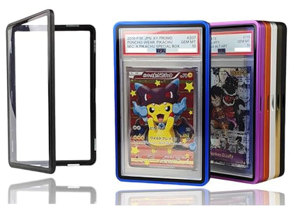 RedCap Magnetic Aluminum PSA Graded Card Holder 35PT Premium PSA Slab Protector Display Case with UV Resistant Glass Fits Standard PSA Graded Sports Trading Cards - Black Out - color: Black Out