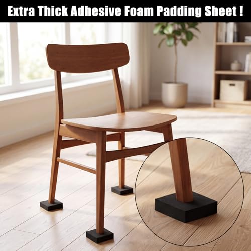 4 Pcs 1.5" Thick Foam Padding Sheet with Adhesive Backing 6 x 6 Inches Self Stick Neoprene Insulation Foam Sheet Black for Furniture Cars Speakers - color: Black, size: 1.5 Inch Thick, 6 x 6 Inches