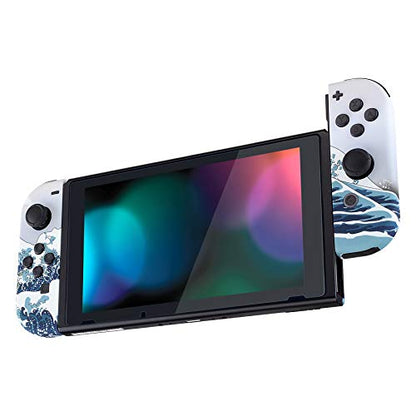 eXtremeRate DIY Replacement Shell Buttons for Nintendo Switch & Switch OLED, The Great Wave Soft Touch Custom Housing with Full Set Button for Joycon Handheld Controller - Console Shell NOT Included - color: The Great Wave