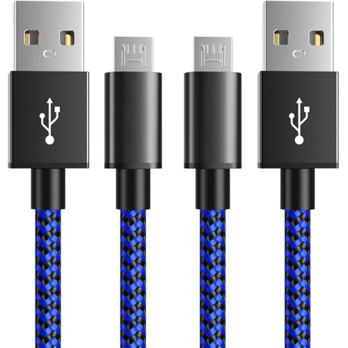 6amLifestyle PS4 Charger Cable, 10ft 2 Pack Micro USB Cable, Nylon Braided Cord, for PS4 Slim/Pro, Xbox One S/X Controller, Micro Ports Accessories Kit, Blue - color: Blue 2Pack