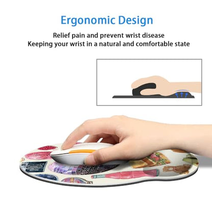 Mouse Pad with Wrist Support, Ergonomic Mouse Pad with Memory Foam Wrist Rest Cushion, Non-Slip Rubber Base Gaming Mice Pad for Home Office Computer Laptop,Girly Stickers - color: Girly Stickers