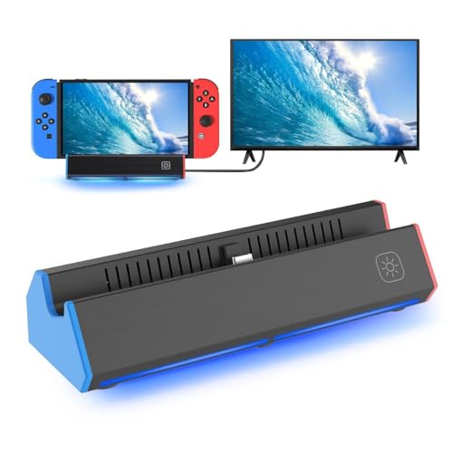 iPLYGAM Switch Dock for Nintendo Switch1/OLED, Portable Switch Docking Station with 4K HDMI/USB Port/Type Port, Replacement for Nintendo Dock Charging Stand (NO Cable Included) - size: for Switch/OLED(NO LAN)