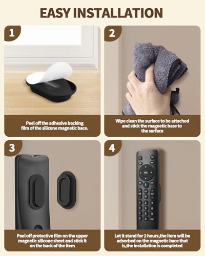 4 Pack Strong Magnetic Remote Control Holder, Self-Adhesive Silicone Remote Holder Wall Mount for TV, Fan, Air Conditioner Remote Control (Black) - color: Black